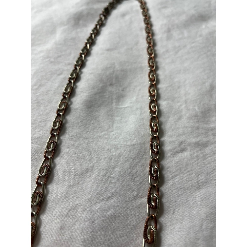 Vintage‎ Necklace Womens 28" Tri-Tone Excellent Mixed Metal Link Chain Spiral
